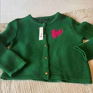 Zara Green Sweater with Pink Heart